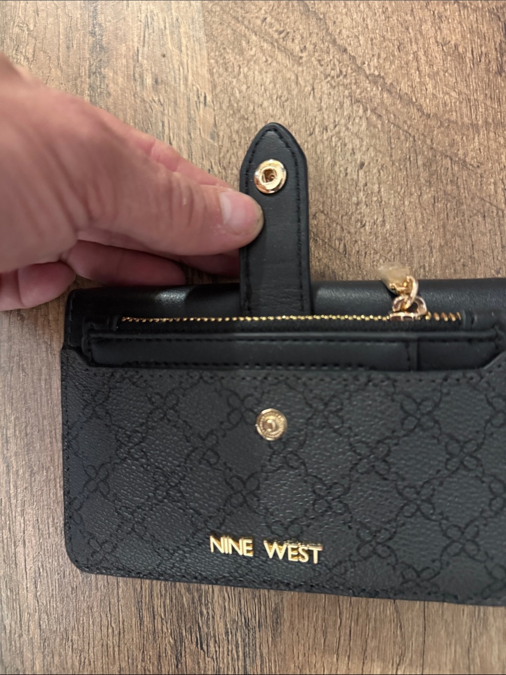 Nine West Black Card Case Wallet with Gold Accents - Picture 2 of 9
